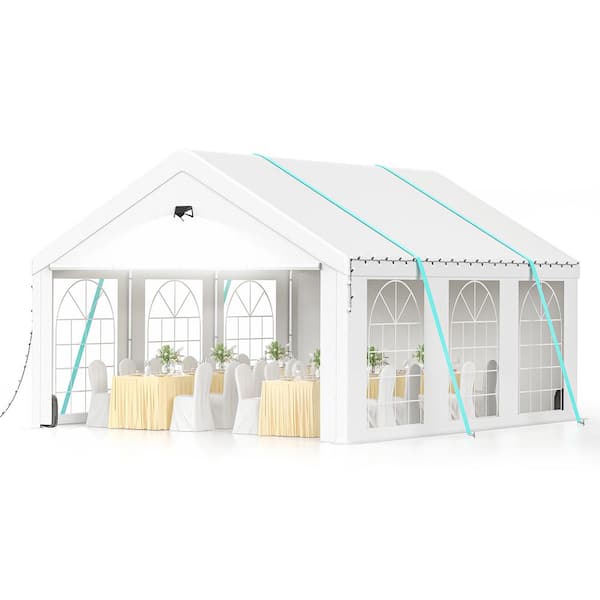 Zeus & Ruta 10 ft. x 20 ft. White Heavy Duty Canopy Tent with Removable Sidewalls Patio Camping Gazebo for Wedding Birthday
