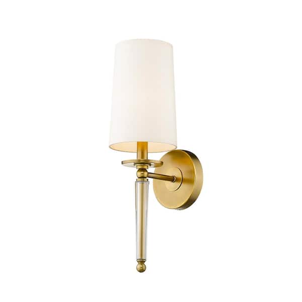 1-Light Rubbed Brass Wall Sconce with Beige Parchment Paper Shade 810 ...