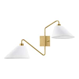 Eppinger 6 in. 2-Light Aged Brass Wall Sconce