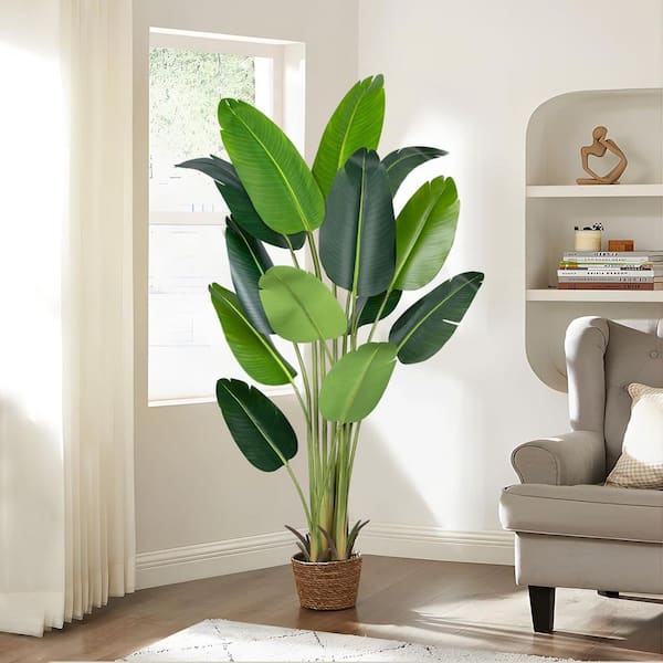 6 ft. Artificial Bird of Paradise Plant with 13-Trunks in Pot Indoor Outdoor Realistic Faux Potted Tree Home Decor