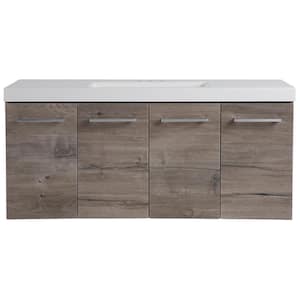 Stella 49 in. W x 19 in. D x 22 in. H Single Sink Bath Vanity in White Washed Oak with White Cultured Marble Top