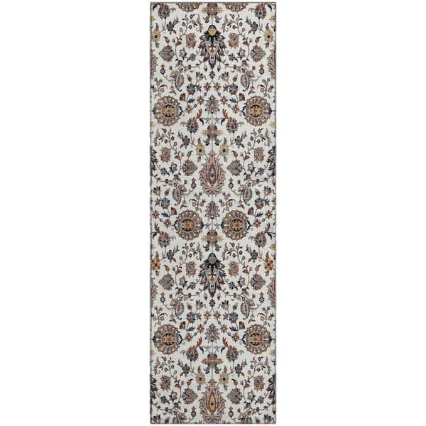 Mayfield Premium Machine Washable Abstract AMF2192 Ivory 2 ft. x 7 ft. Runner Rug