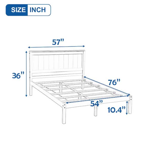 White Full Size Platform Bed Frame With, Bed Frame With Storage Headboard White Luröyfull