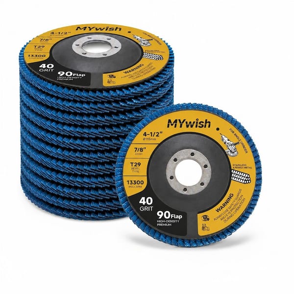 4-1/2 in. x 7/8 in. 40-Grit Zirconia Type 29-Flap Discs for Angle Grinders (10-Pack)