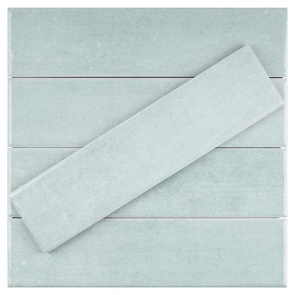 MOLOVO Cyra Light Green 2.95 in. x 11.81 in. Polished Ceramic