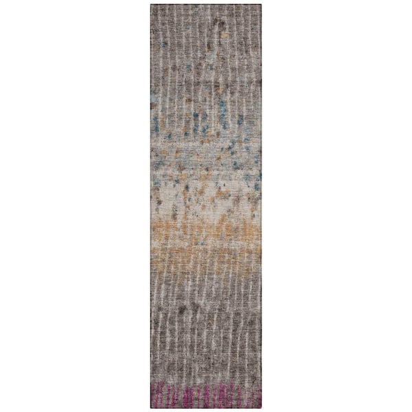 Chantille Machine Washable Indoor/Outdoor Abstract ACN2406 Taupe 2 ft. x 7 ft. Runner Rug