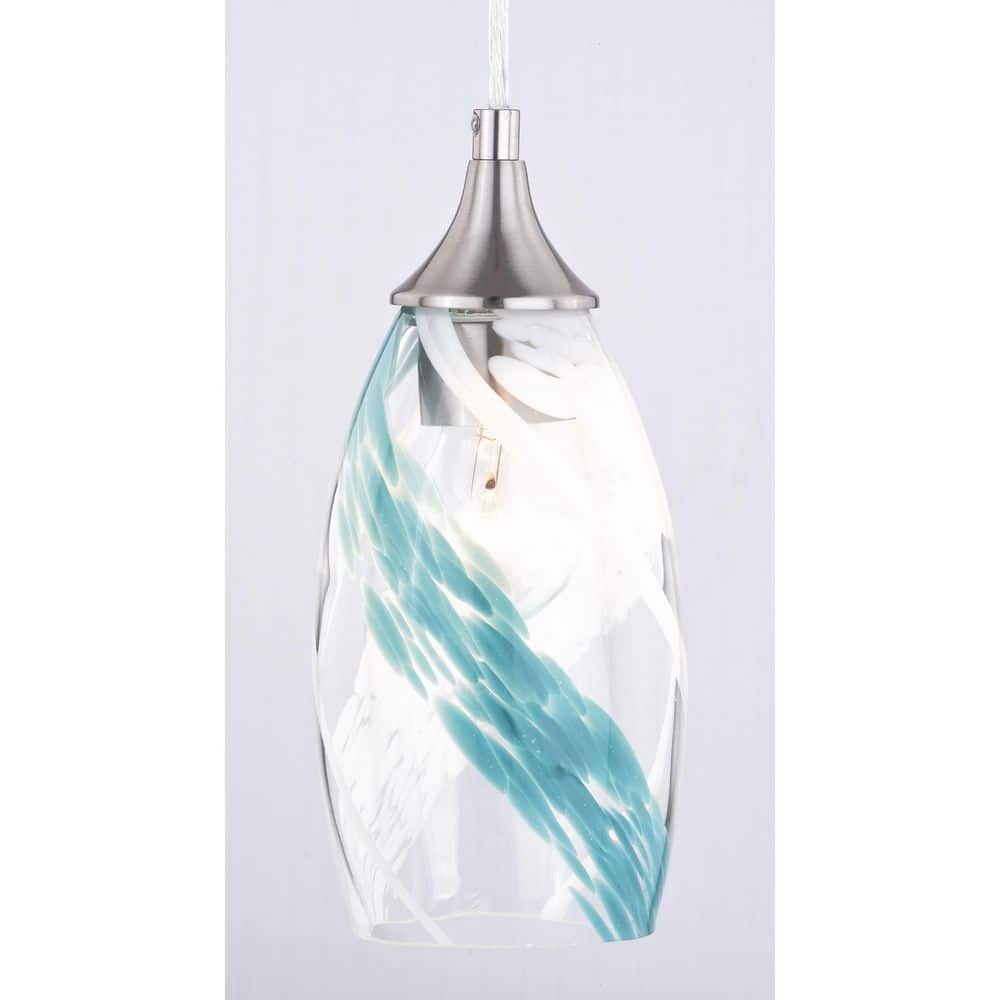 Milano 5" Satin Nickel Caribbean Swirl Glass Mini Pendant