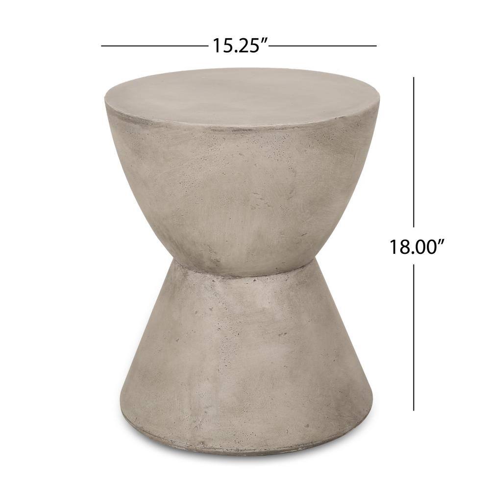 Sleek Hourglass Light Grey Concrete Outdoor Accent Table