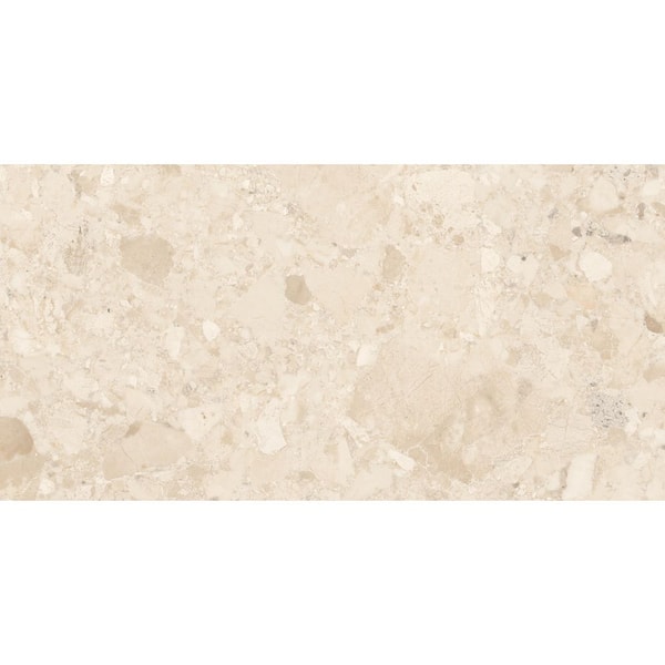 Kaia Evrastrata Beige 12 in. x 24 in. Stone Look Matte Porcelain Wall and Floor Tile Sample