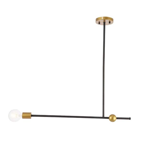 Unbranded Timeless Home 26.8 in. 1-Light Black And Brass Pendant Light, Bulbs Not Included