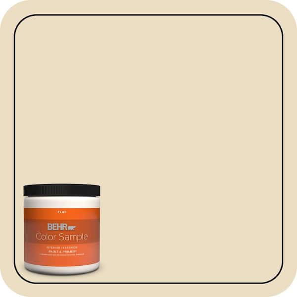 BEHR PREMIUM PLUS 8 oz. #22 Navajo White Flat Interior/Exterior Paint & Primer Color Sample