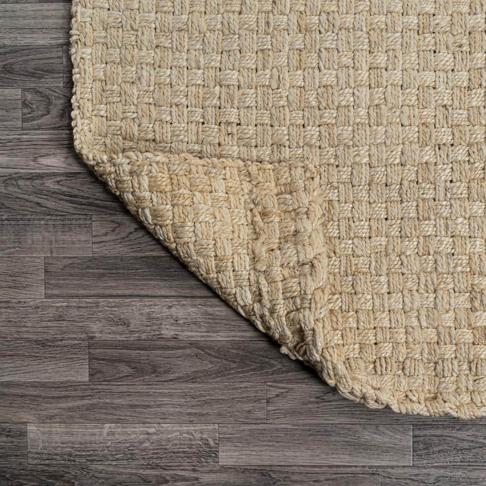 Ivory Handwoven Jute Boucle Chunky 2x8 Runner Rug