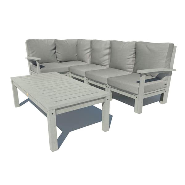 Highwood Bespoke Deep Seating 6-Piece Plastic Outdoor Sectional Set with Conversation Table and with Cushions