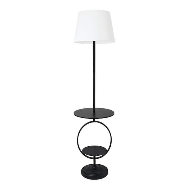 Elegant Designs 61 In 1 Light Black, Floor Lamp With Glass Table Attached