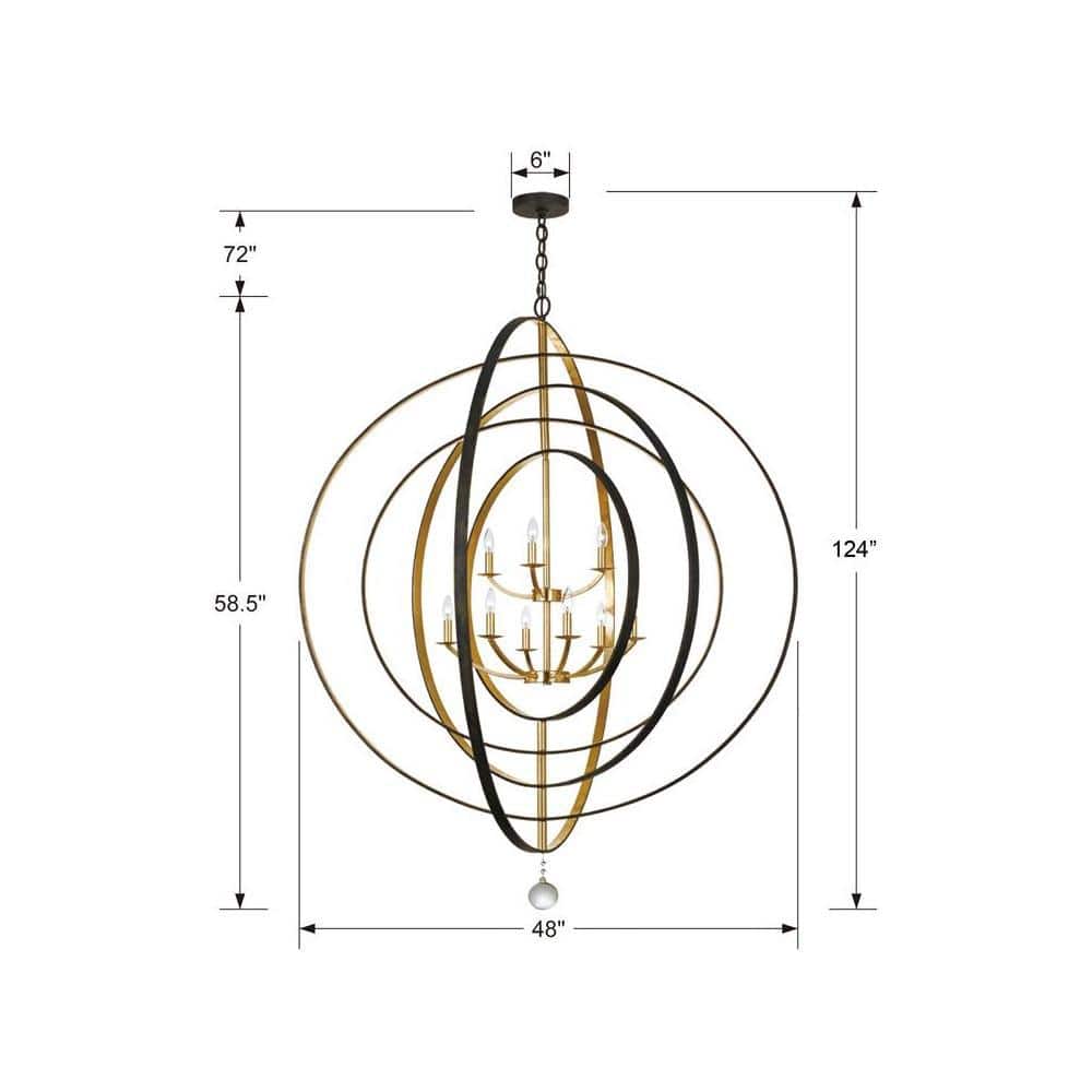 Luna English Bronze & Antique Gold 9-Light Sphere Chandelier