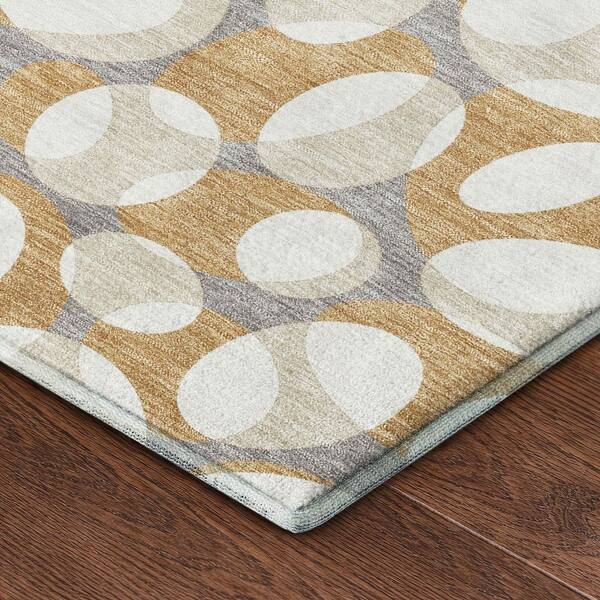 Mayfield Premium Machine Washable Abstract AMF2536 Gold 2 ft. x 3 ft. Accent Rug