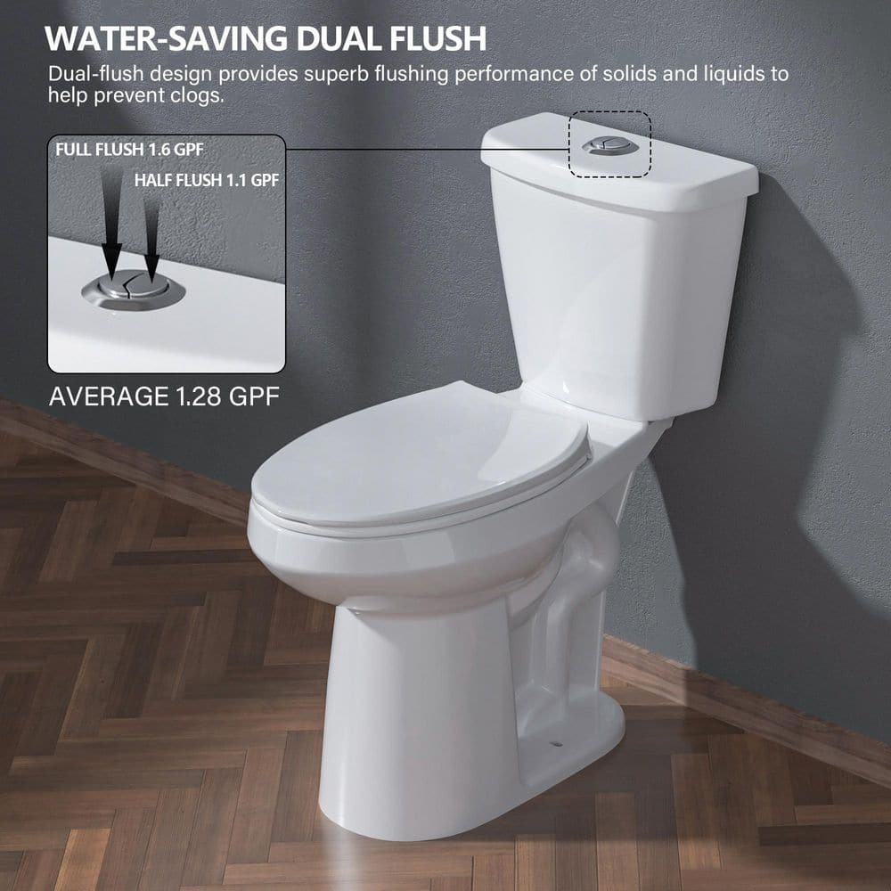 12 in. 2-piece 1.1/1.6 GPF Dual Flush Elongated Chair Height Toilet in Glos