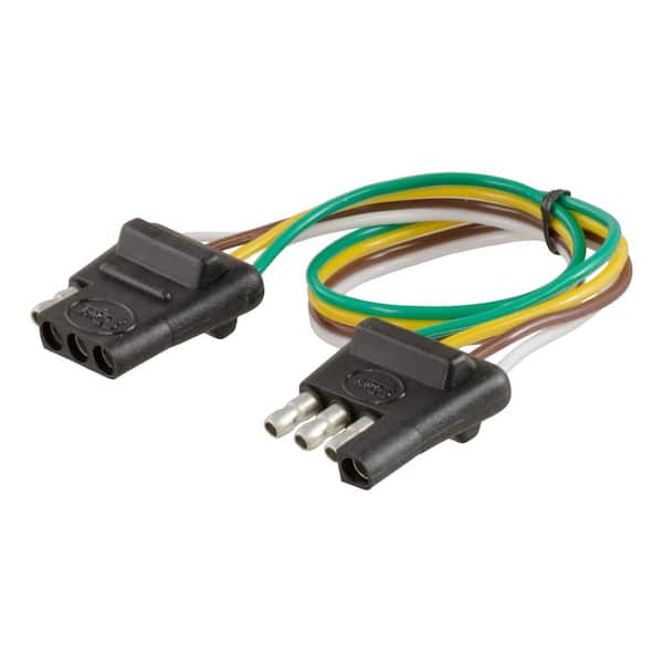 CURT 4-Way Flat Connector Plug & Socket with 12" Wires (Packaged)