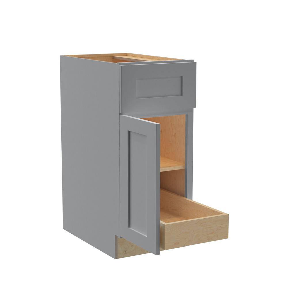 Newport 15 in. W x 24 in. D x 34.5 in. H Assembled Plywood Base Kitchen Cabinet in Pearl Gray Painted with Rollout Tray