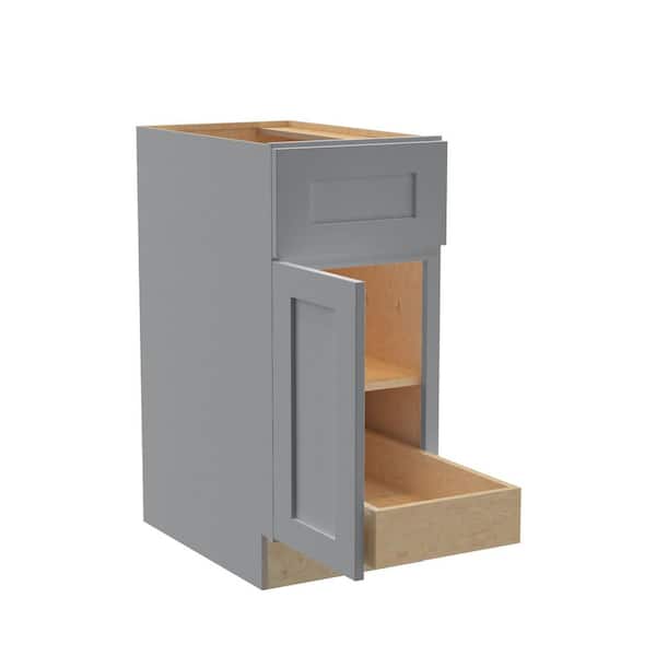 Home Decorators Collection Newport 15 in. W x 24 in. D x 34.5 in. H Assembled Plywood Base Kitchen Cabinet in Pearl Gray with 1ROT Soft Close LH