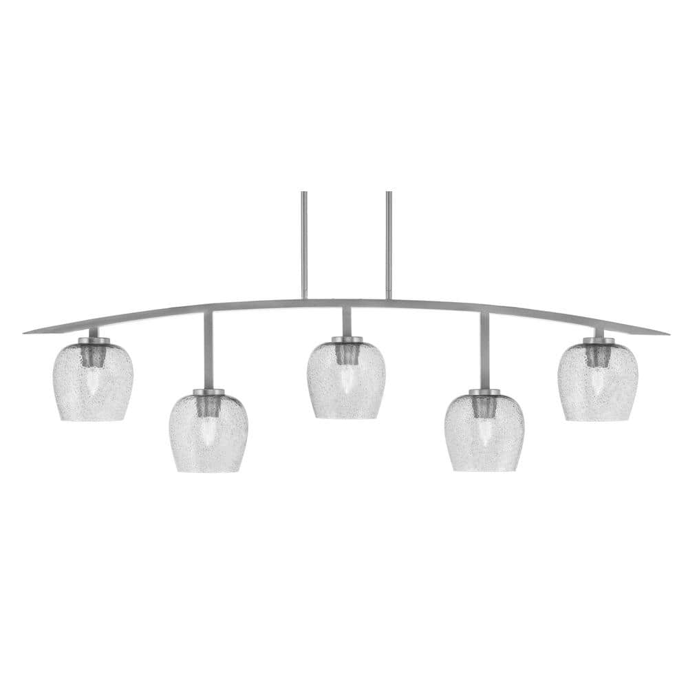 Siena 51.25 in. 5-Light Graphite Chandelier with 6 in. Smoke Bubble Glass S