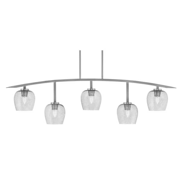 Unbranded Siena 51.25 in. 5-Light Graphite Chandelier with 6 in. Smoke Bubble Glass Shades, no bulbs included