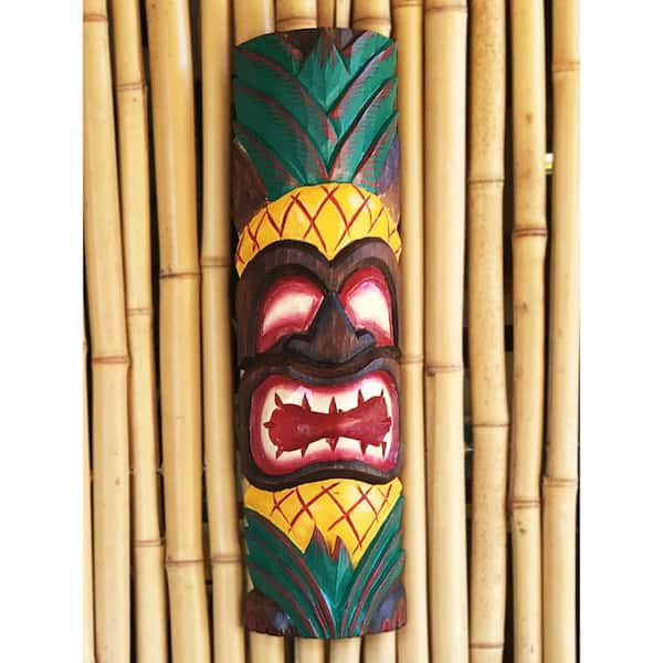 Hot Ku Totem Hawaiian Tiki Statue Wall Sculpture Mask Tropical Tiki Bar Decor 40