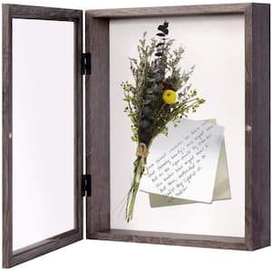 10 in. x 13 in. Brown Real Glass Front Opening Shadow Box Picture Frame