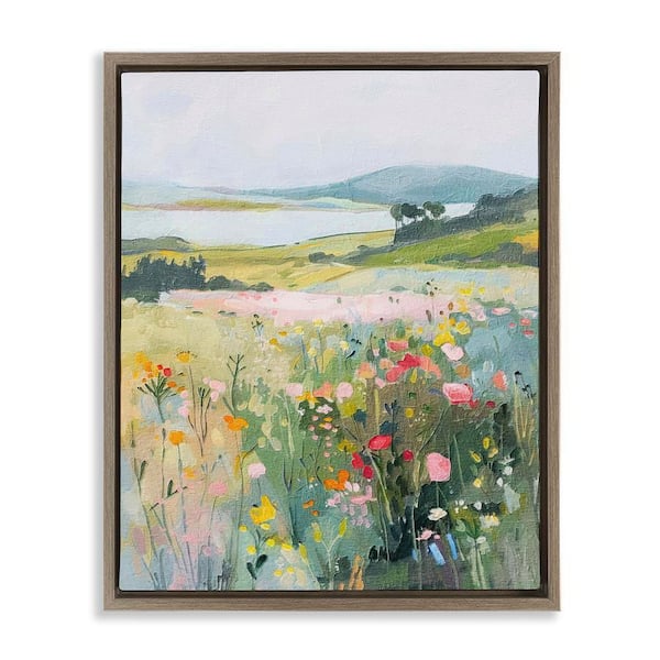 Stupell Industries Soft Abstract Countryside by RileyB Brown Floater Frame Nature Graphic Art Print 31 in. x 25 in.