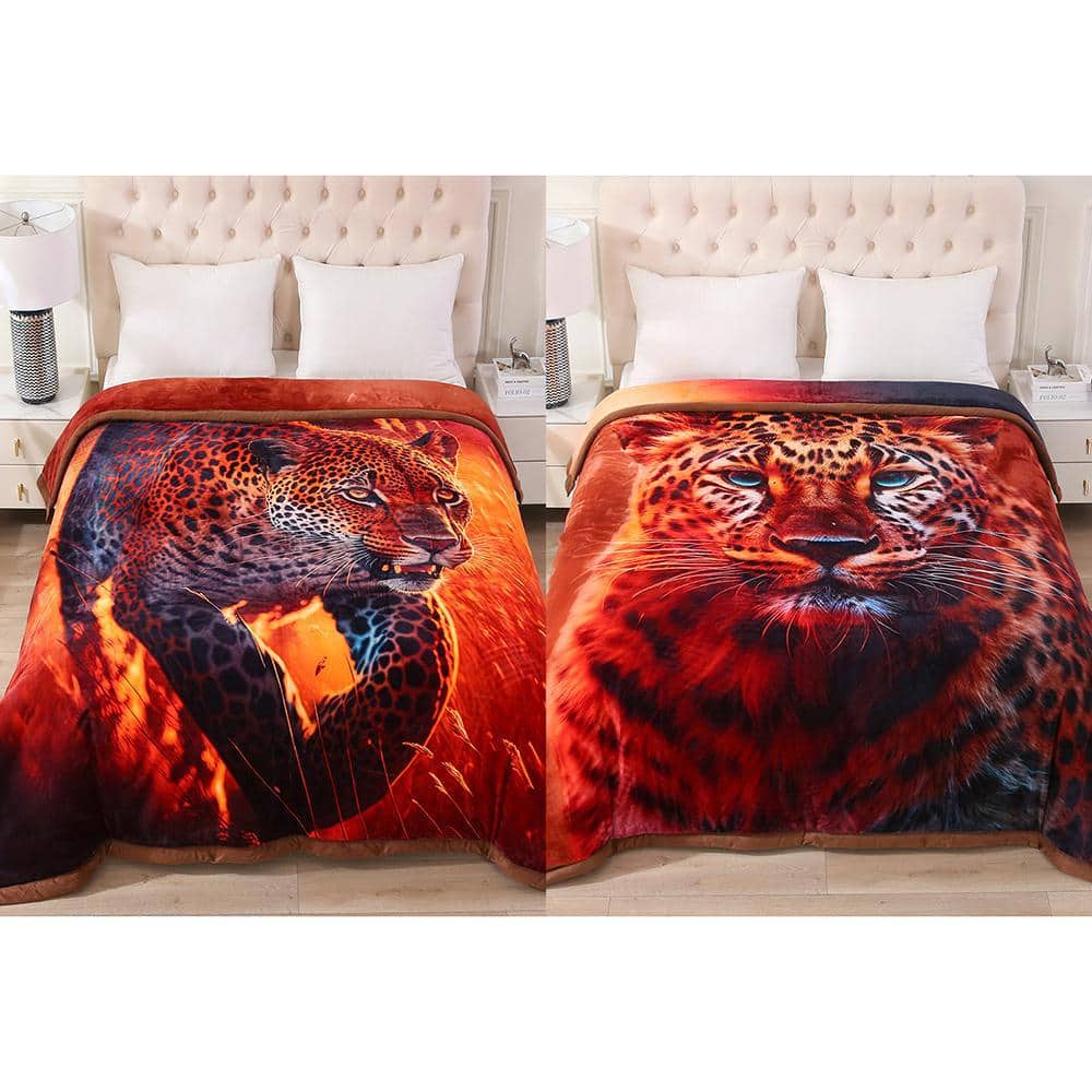 JML Leopard 3-Ply Reversible Polyester Fleece Blanket for Winter