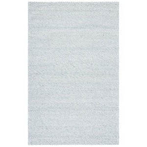Marbella Silver/Gray 6 ft. x 9 ft. Striped Solid Color Area Rug