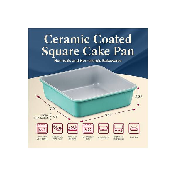 BakkenMaster 1-Piece Square Cake Pan-Aluminized Steel, Ceramic Non