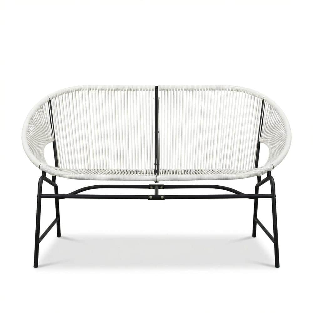 Outdoor Patio Wicker Love Seat, PE Rattan & Iron Frame, 2-Seater for Garden, Balcony & Poolside, White price history on PriceWatchPro