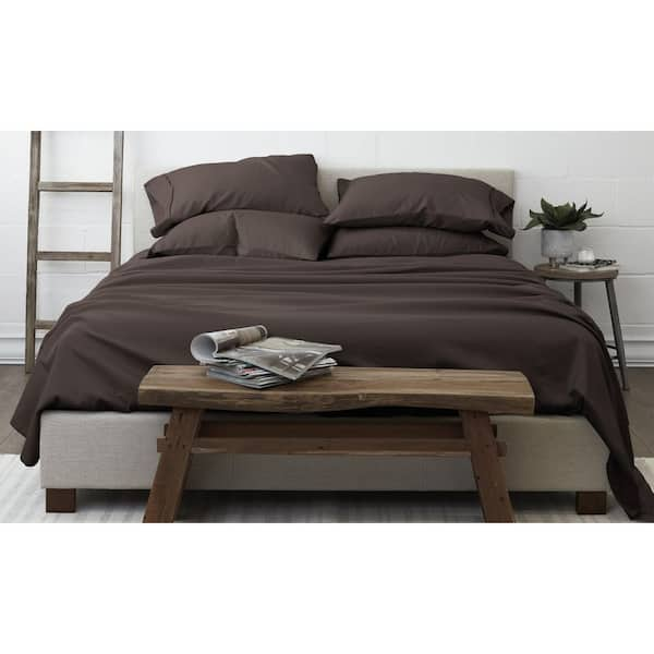 Becky Cameron 6-Piece Chocolate Solid Microfiber Full Sheet Set