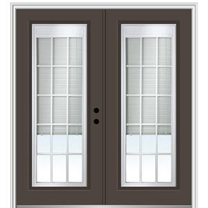72 in. x 80 in. Internal Blinds and Grilles Left-Hand Inswing Full Lite Clear Glass Painted Steel Prehung Front Door