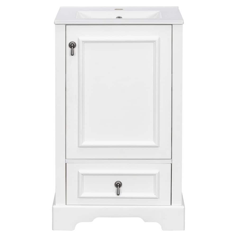 20 in. Freestanding White Bath Vanity with White Ceramic Top Soft Closing Door and Drawer price history on PriceWatchPro