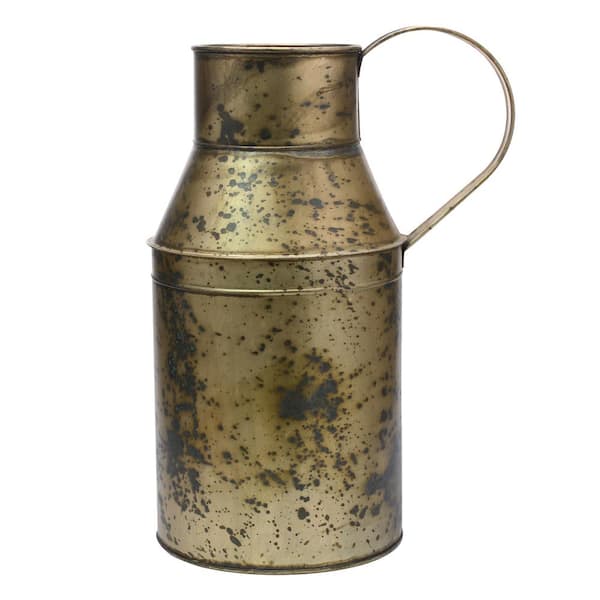 Stonebriar Collection 8.5 in. x 17 in. Weathered Brass Oil Can Container
