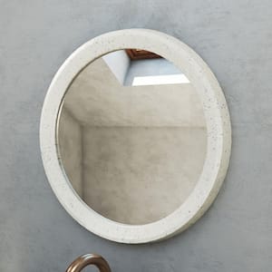 Ambia 19 in. W x 19 in. H Round Framed Terazzo Bathroom Vanity Mirror in White