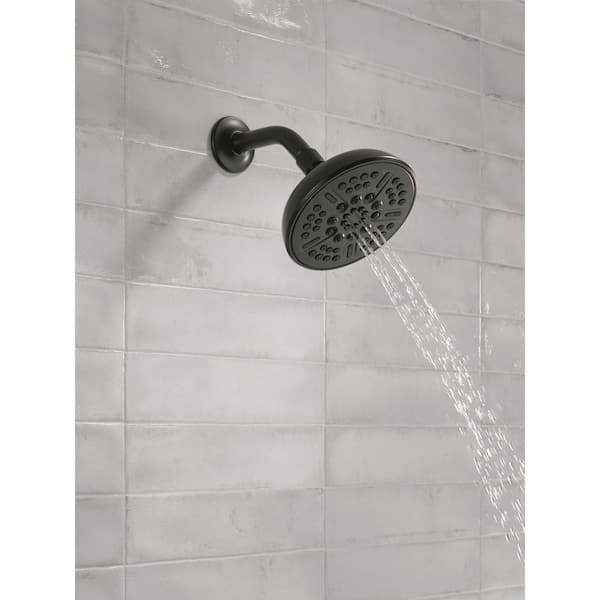 8-Spray Patterns 2.5 GPM 6 in. Wall Mount Fixed Shower Head in Matte Black