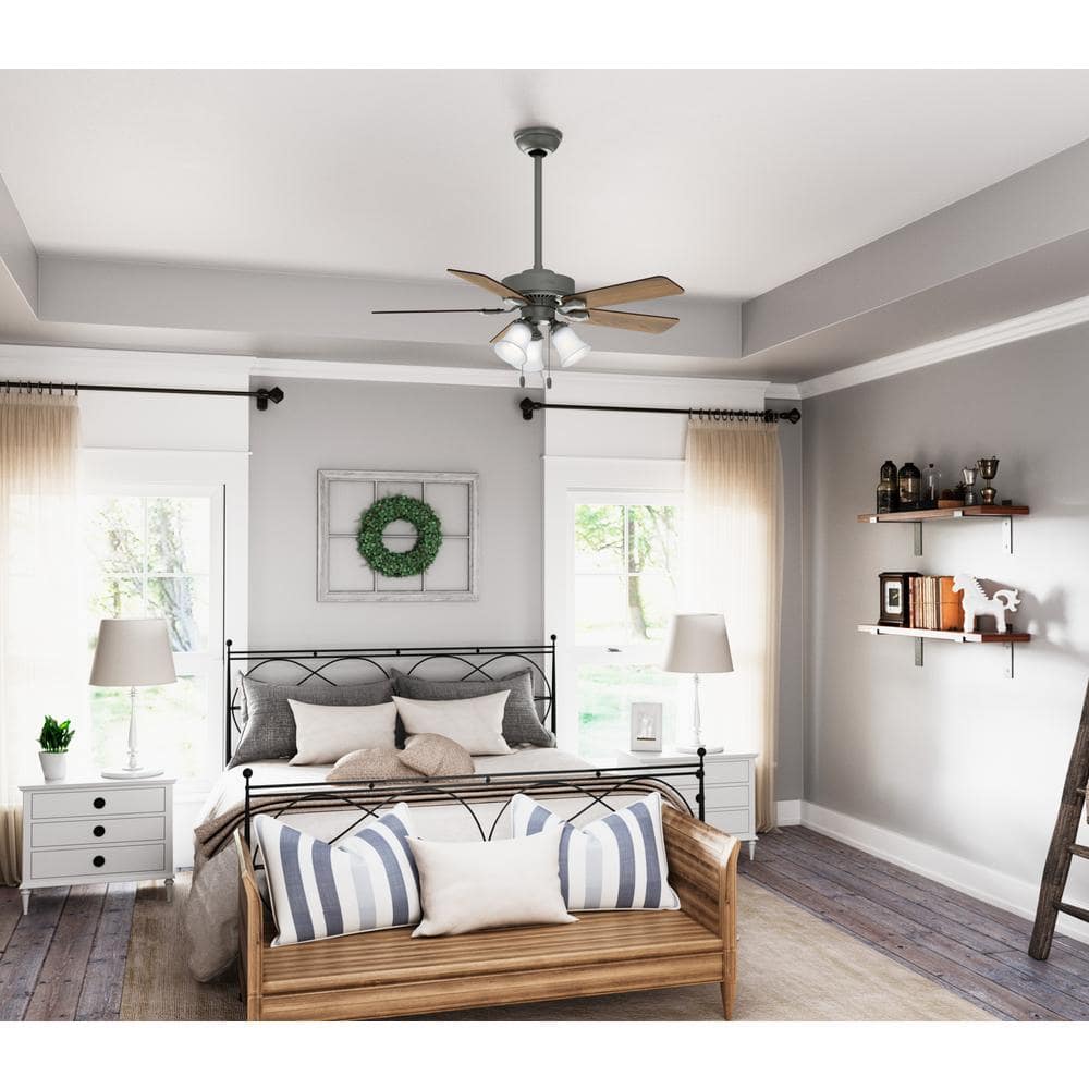 Swanson 44" Matte Silver Ceiling Fan with Reversible Blades and LED Light