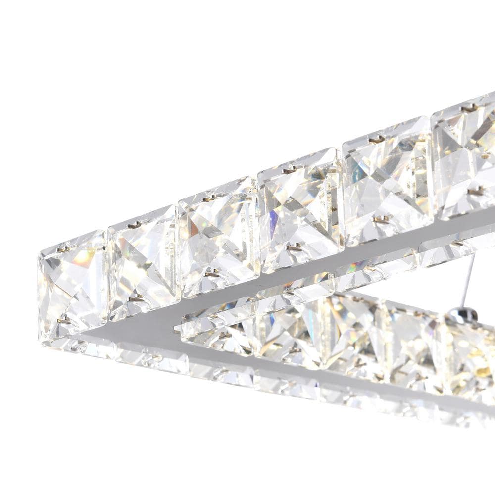 Mini Crystal Chrome 15" Square LED Chandelier