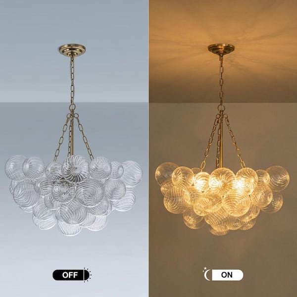 GoYeel Bublume Mid-Century 6-Light Gold Bubble Chandelier with