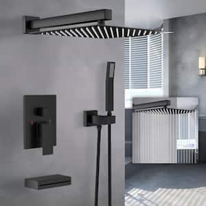 Single-Handle 3-Spray 12 in. Tub and Shower Faucet Combo with 1.8 GPM Hand Shower in Matte Black (Valve Included)