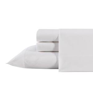 3-Piece White Antimicrobial Cotton Blend Twin Bedding Sheet Set Solid