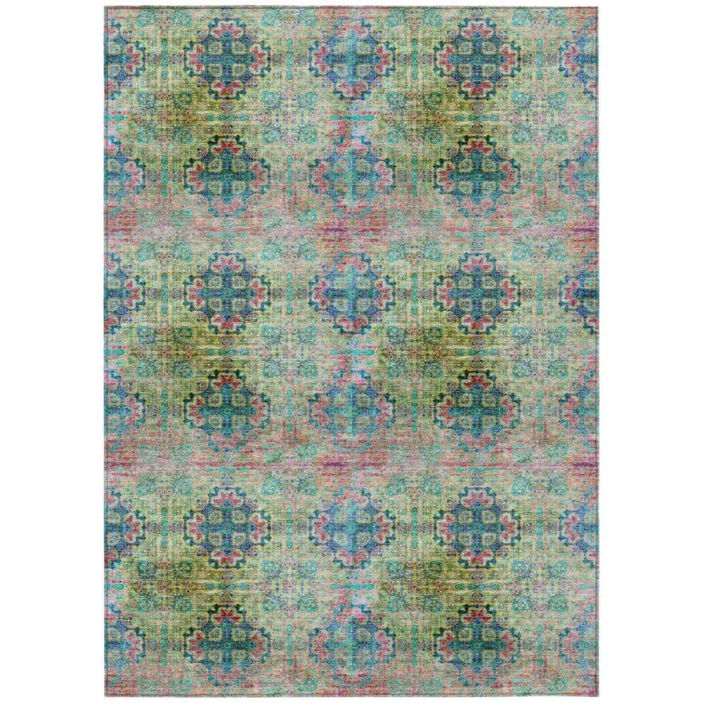 Blue and Green 3 ft. x 5 ft. Woven Floral Medallion Rectangle Indoor/Outdoor Area Rug price history on PriceWatchPro
