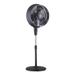 18 in. 3-Speed Wide-Angle Oscillating Outdoor Misting Fan and Pedestal Fan for Cool Down 500 sq. ft. - Black