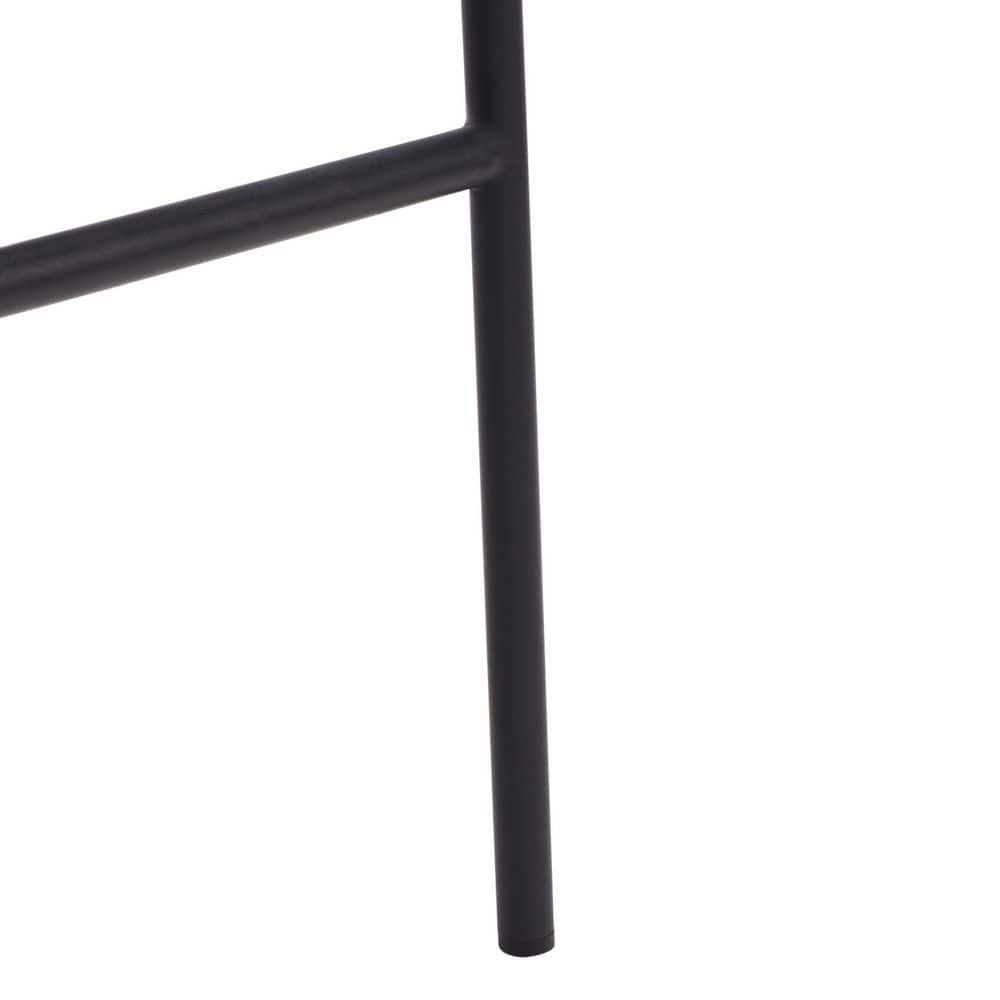 Cognac Leather and Black Metal Saddle Counter Stool