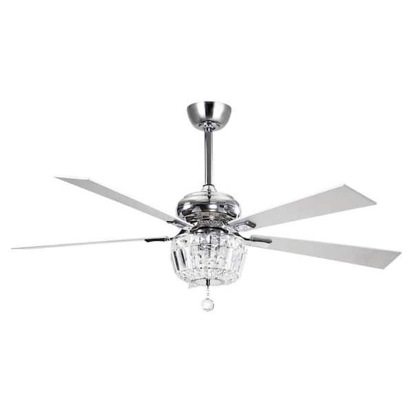 Parrot Uncle Berkshire 52 In Indoor Chrome Downrod Mount Crystal Chandelier Ceiling Fan With Light And Remote Control F6231110v The Home Depot - Crystal Chandelier Ceiling Fan Home Depot