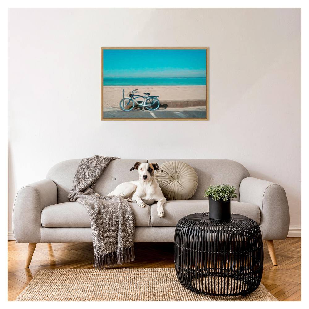Bike to the Beach Framed Canvas Art in Sylvie Maple