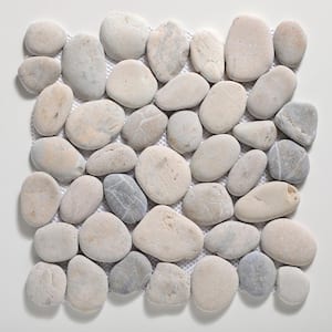 Classic Pebble Tile Light Grey 11-1/4 in. x 11-1/4 in. x 12.7mm Mesh-Mounted Mosaic Tile (9.61 sq. ft. / case)